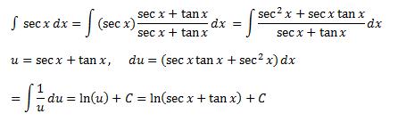 The standard approach to integrating the secant.
